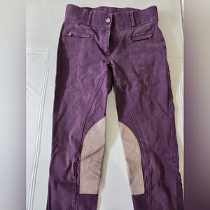 Purple Riding Breeches with Suede Knee Patches